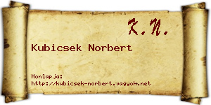 Kubicsek Norbert névjegykártya