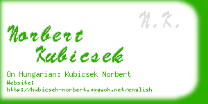 norbert kubicsek business card